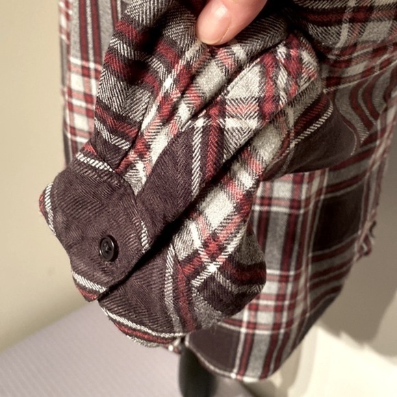 Rails Hunter plaid rayon button down long sleeved top onyx, crimson & white M - Picture 8 of 12